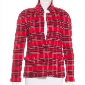 MARC JACOBS Red Plaid Knit Jacket